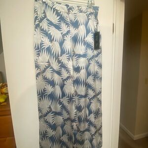 Blue and White Palm Leaf Skirt